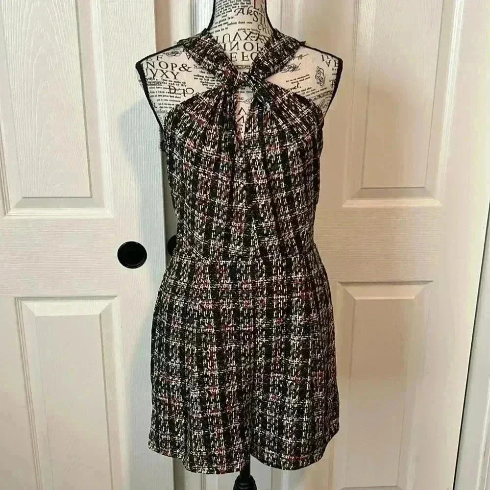 Women's Tweed Plaid Halter Romper - Picture 3 of 7